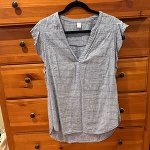 Old Navy Blue Striped V-Neck Blouse